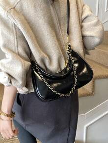 Korean Style High-Quality Minimalist Crescent Underarm Bag, New Luxury Niche Fashion Retro Versatile Commuter Shoulder Crossbody Bag - Black - View 5