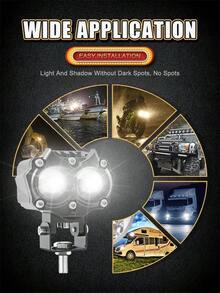 新款超亮汽车越野多功能白/黄远近光闪烁背景灯全铝外壳LED行车雾灯工作灯 - 一對加厚全鋁合金外殼LED射燈+底部支架 - 查看 3