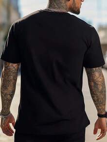 Disney Men's Casual T-Shirt With Black And White Retro Mickey Silhouette Pattern, Full Of Street Atmosphere, Suitable For Young People Who Like American Retro And Cartoon Collaboration - màu đen - Xem 2