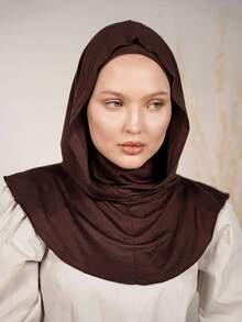 1 pièce Cagoule, bandeau turban élastique, foulard couvrant le cou en une seule pièce, tissu léger et extensible, convient pour la prière, les voyages, le travail, le port quotidien - Marron - Voir 3
