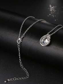 1pc Fashionable Minimalist Teardrop Zirconia Pendant Necklace For Women, Versatile & Personalized Jewelry - Necklace - View 2