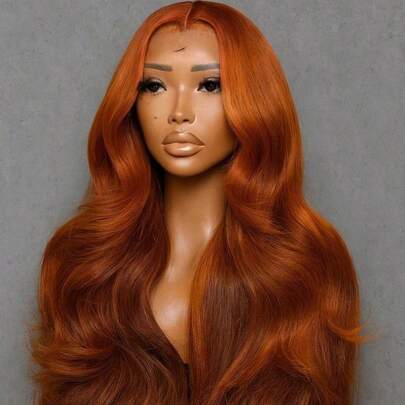 180 Density 13X4 Chocolate Brown Body Wave Lace Front Wigs Human Blended Hair 13x4 Transparent Lace Front Wigs For Women Auburn Brown Colored With Baby Hair Ginger Orange 350 Body Wave Human Blended Hair Wigs Full And Thick 10 36Inch