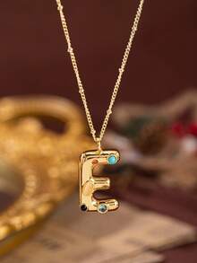 1pc Stylish And Simple Women's Necklace With 26 Letter Pendant (A-Z Capital Letters). Suitable For Everyday Wear, Unisex, And As A Gift For Friends. - Multicolor - View 27