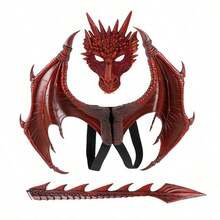1 Set Dragon Costume Set, Includes Mask, Wings, Tail, Red Dragon Mask, Upgraded Mask, RP Dragon Costume Mask Set, Thanksgiving, Easter Gift | Dragon Warrior Mask, Themed Costume, Party Outfit, Teenage Dress Up - Multicolor - View 11