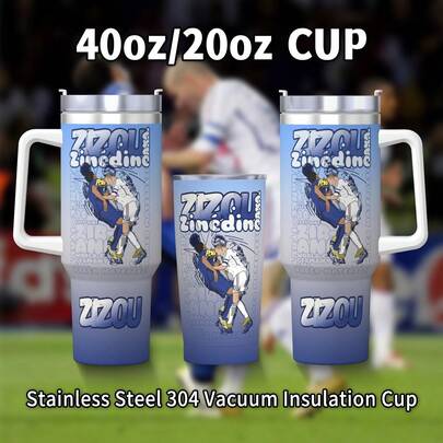 20oz/40oz Vaso Aislado Zidane Cabezazo - Vaso de Acero Inoxidable de Doble Pared con Pajita y Tapa a Prueba de Fugas, Mantiene las Bebidas Calientes/Frías Durante Horas - Gran Regalo para Aficionados al Fútbol, Adecuado para Viajes, Exteriores, Uso Doméstico - Regalo de Navidad y Halloween