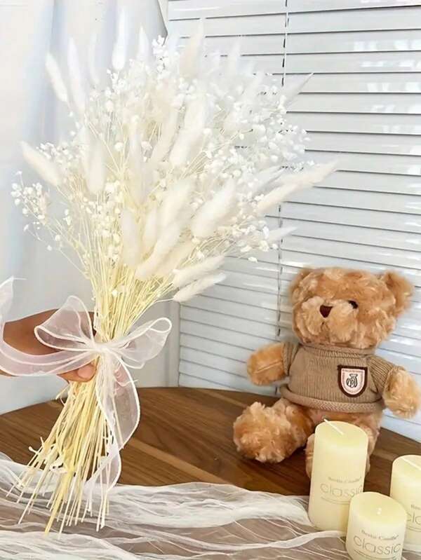 1 Buquê Arranjo Floral de Primavera - Capim-das-Pampas, Lavanda, Flores Coloridas de Primavera/Verão, Decoração Versátil para Casa, Boho, Fazenda, Jardim Moderno, Buquê de Plantas Naturais para Vasos, Casamentos, Aniversários, Festas, Adereços de Fotografia, DIY