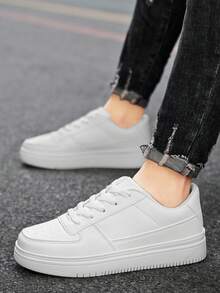 新款男士白色时尚运动鞋，经典简约白色休闲鞋，百搭白色运动鞋，学生鞋，户外鞋 - 白色 - 查看 15