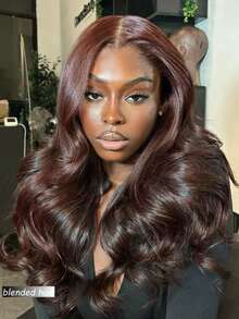 10-36 Inch Body Wave Lace Front Wigs Human Blended Hair Pre Plucked Glueless Wigs 13x4 HD Body Wave Lace Front Wigs Human Blended Hair For Women 180% Density Lace Closure Wigs Brown - Brown - View 2