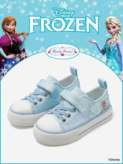 Disney 1 par de zapatos deportivos para niños con autorización de Frozen, que incluyen zapatos deportivos de la Princesa Elsa, la Princesa Anna y la Princesa de Arendelle, adecuados para uso diario, deportes de vacaciones y al aire libre. Suela cómoda, antideslizante y transpirable.