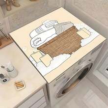 1pc Washing Machine Dryer Mat With Laundry Blueprint Print, Non-Slip Absorbent Rubber Drying Pad, Quick Dry Kitchen Counter Mat, Household Essential - Laundry Basket - View 12