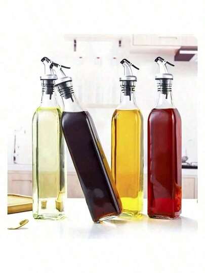 1pc Glass Oil Bottle, Leak-Proof Oil Pot, Storage Bottle, Outdoor BBQ Camping Picnic Seasoning Container, Kitchen Tool, Glass Bottle