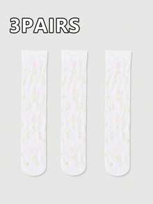 3双小碎花透明中筒袜，柔软透气，显瘦效果，清新学院风，美观小腿袜 - 彩色 - 查看 9