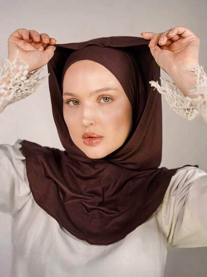 1顶拉法帽，一体式头巾颈部保暖套，弹性头巾帽，端庄头饰，无需别针，轻盈弹力面料，适合祈祷、旅行、工作、日常佩戴