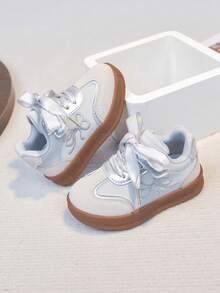 1双女童灰色休闲运动鞋，公主风软底薄底运动鞋，儿童春秋新款 - 灰色 - 查看 2