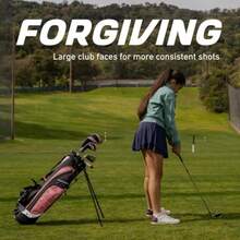 XD-J Golf Clubs Set Boys' and Girls' Junior Golf Set with Lightweight Graphite Shafts Hybrid Putter and Stand Bag - Rosa de 3 a 5 años - Ver 6