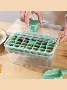 1pc Summer Ice Maker Set, 34/68 Capacity One-Touch Release With Scoop Storage Box, Suitable For Kitchen, Home, Catering, Camping, Picnic - Multicolor - View 9