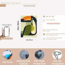 1pc Modern Minimalist Toucan Canvas Wall Art - Abstract Geometric Tropical Bird Oil Painting, Main Colors In Blue-Green, Orange, Beige And Blue - Unframed Poster, Suitable For Living Room, Bedroom, Kitchen, Office, Dining Room - Modern Home Decor Gift - Easy To Hang Indoor/Outdoor Decoration, Kitchen Art, Vibrant Artwork, 2D Flat Painting - Multicolor - View 16