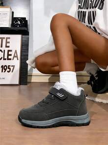 2025 Winter Men's Fashion Non-Slip Fleece-Lined Snow Boots, Thickened, Fleece-Lined, Warm Short Boots, Couple's Matching Boots - 灰色 - 查看 2