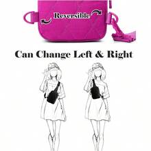 Quilted Puffer Sling Bag For Women Small Backpack Crossbody Chest Bag Fanny Packs Purses For Casual Traveling Hiking - 羽絨小號斜背包-玫瑰 - 查看 2