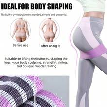 1条瑜伽健身阻力带，防滑臀部训练带，适用于臀部、腿部、瑜伽塑形、力量训练和腹部训练 - 彩色 - 查看 2