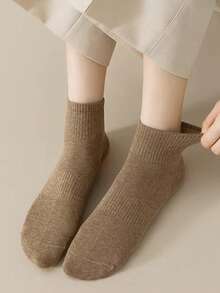 1/5 Pairs Random Women's Solid Color Waist Elastic Simple Breathable Absorbent Casual Ankle Socks - Multicolor - View 8