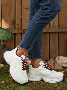 女式厚底运动鞋，2025年新品，秋季厚底休闲舒适运动鞋 - 紅色 - 查看 7