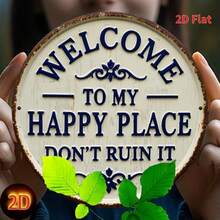 "Welcome To My Happy Place Don't Ruin It" Round Metal Tin Sign, Vintage Floral Wall Art Decor, Size 8 Inch (20x20cm) - Funny Sarcastic Plaque, Humorous Home Entrance Ornament, Front Door, Porch, Patio, Garden Fence, Backyard Signage, Living Room, Bedroom, Kitchen, Cafe, Bar, Office, Novelty Gift For Him Her, Waterproof Iron Plate, Pre-Drilled Holes, Rounded Edges, Polished Finish, Nostalgic Design, Household Accessory, Indoor Outdoor Sign, Sassy Quote, Personal Sanctuary, Minimalist Art, Apartment Essentials, Modern Wall Hanging, Decorative Shield, No Fade Print, Metal Label, Artistic Touch, Country Style - 彩色 - 查看 7
