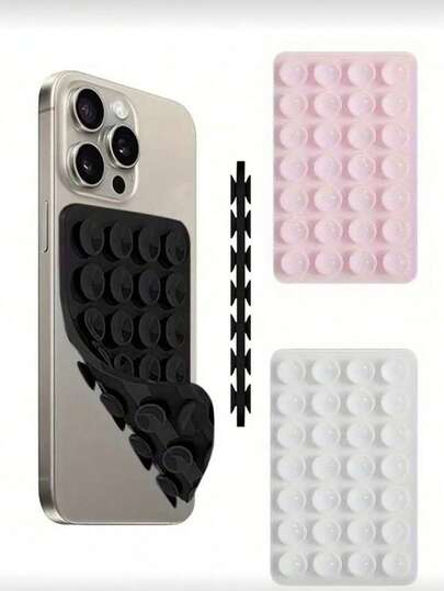 1pc Silicone Phone Anti-Slip Suction Cup, 28pcs Silicone Suction Cup Pads, Phone Anti-Adhesive, Power Bank Suction Cup, Compatible With Iphone, Android Phones, Birthday Gift, Phone Holder For Family And Friends, Phone Stand, Phone Accessories