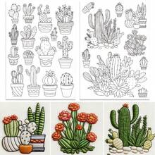 Cactus Embroidery Self-Adhesive Kit, Water-Soluble Stabilizer Embroidery Pattern Paper, Washable Stick Stitch Flower Paper - 2ST-b - View 5
