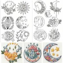 Sun Moon Patterns Pre-Printed Embroidery Stabilizer Stickers Self-Adhesive Water-Soluble Non-Woven For Hand Embroidery - 2ST-b - View 6