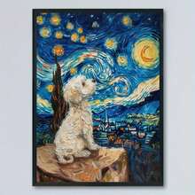 1幅无框马尔济斯犬品种墙面艺术海报 - 马尔济斯幼犬图案，客厅装饰，送给马尔济斯犬爱好者的礼物 - D - 查看 2