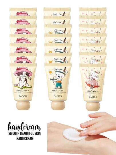 20 Piezas de Crema Para Manos Kawaii,  Reparación e Hidratación Profunda, de Bolsillo, 3 Modelos Distintos