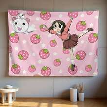 1pc,Large Wall Hanging - Featuring Bright Red Peaches And Character Designs, Perfect For Decorating Cafes, Studios, Or Lounges. Horizontal Orientation, No Electricity Required, Adorable Room Decor. - 1PC - View 11