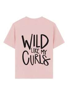 Young Girl Casual Graphic Print Crew Neck Short Sleeve T-Shirt, Summer Top - Pink - View 7