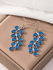 1件优雅波西米亚风叶形彩色水钻吊坠耳环，时尚优雅的女士珠宝配饰 - 款式1 - 查看 5