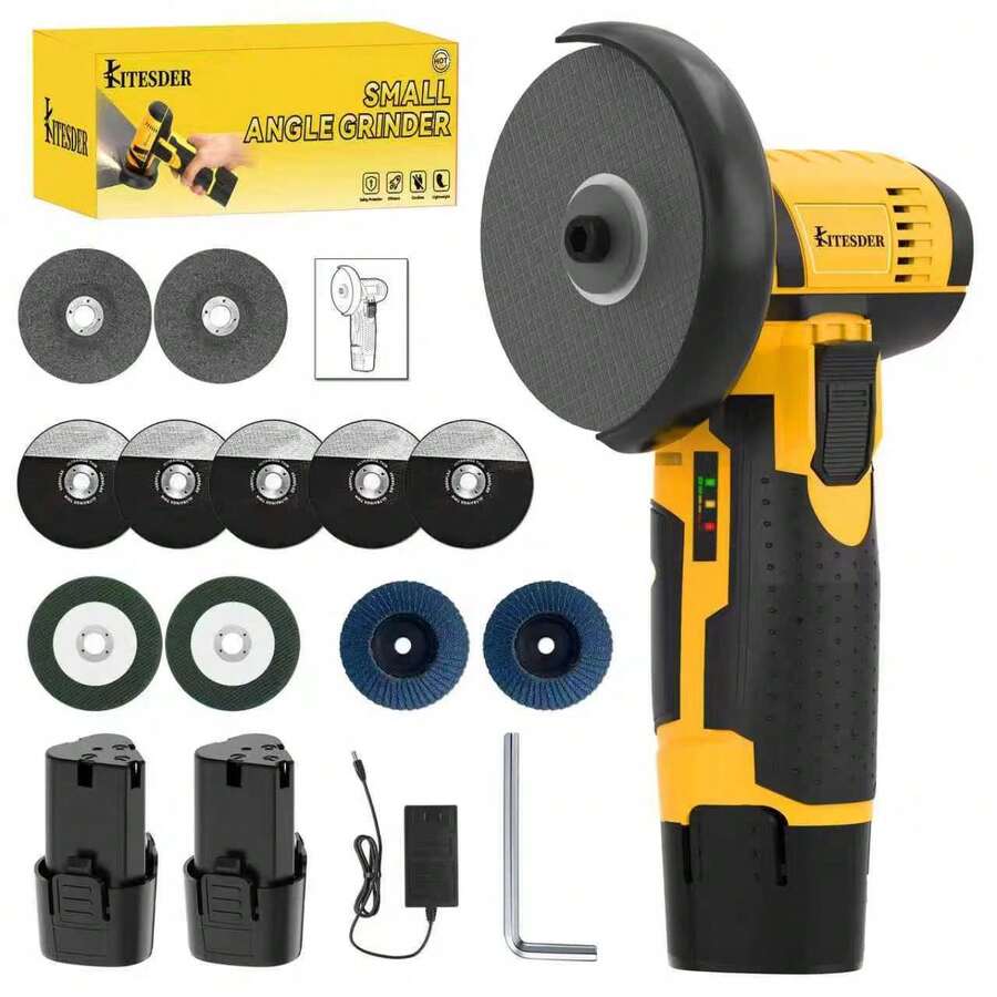 Pure Copper Motor Mini Angle Grinder 19500MAX RPM For Cutting Grinding Polishing One-Hand Operation Full Saw Blades