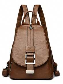 2026 Multi-Functional Women Genuine Leather Backpack, Casual Backpack Suitable For Teenage Girls, Can Be Used As Schoolbag, Chest Bag, Travel Bag, Ladies Backpack - Brown - View 3