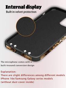 1pc Leopard/Tiger Print PU Soft Leather Anti-Fall Anti-Shock Phone Case With Sound Hole Design, Suitable For Apple 17 Pro Max/16 Pro Max/16 Plus/13 Pro Max/14 Pro Max 13 14 11 12 Pro 11/15 Pro, Galaxy S24 Ultra, Holiday Gift - Multicolor - View 4