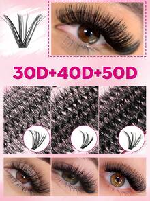 100pcs Korean Style Delicate Black Anime Lashes - False Eyelashes, C Curl Natural, Dynamic, Curled Design, Suitable For Beginners, Reusable, DIY Length 10-13mm Lash Clusters, Eyelash Clusters, Individual Eyelashes, Lashes, Fake Lashes - C - View 11