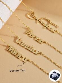 Personalized Jewelry Name Necklace, Stainless Steel Gold Color Customizable Font Letter Pendant Necklace, Suitable For Men And Women, Unique Ideal Gift For Girlfriend, Mom, Family, Friend, Daughter, Anniversary, Valentine's Day, Mother's Day, Birthday, Graduation, Daily Wear, Wedding, Prom - Gold-frosted - View 4
