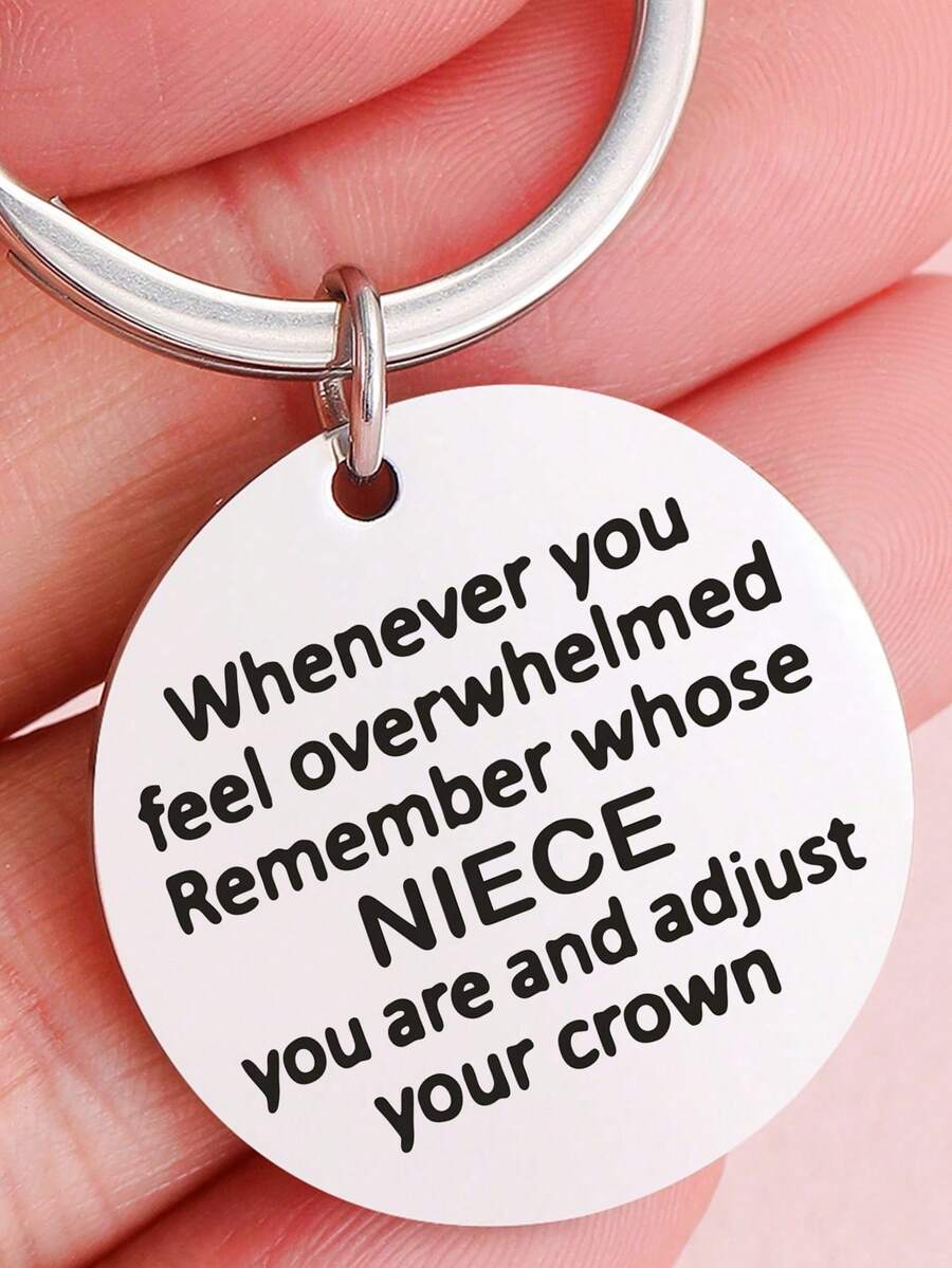 Remember Who You Are Niece Keychain Stainless Steel Dog Tag Keychain Ring Graduation Birthday Christmas Gift For Niece Teen Boy Car Accessories Bag Charm Backpack For School Cute Goth Y2k - Bạc - Xem 1