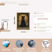1pc Gothic Tarot Black Cat Guardian Poster, Mysterious Cat Decor, Suitable For Living Room, Bedroom, Bathroom, Office, Perfect Gift For Tarot And Cat Lovers, Cat Decor, Bedroom Decor, Home Accessories, Dark Aesthetic, Home Decor - Multicolor - View 12