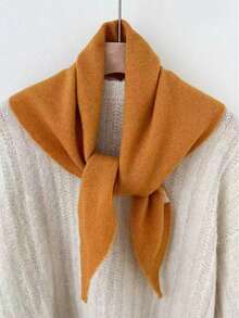 1pc Triangle Scarf, Knitted Scarf, Multi-Functional Knitted Scarf, Suitable For Matching With Dresses - 100% Wool - View 3