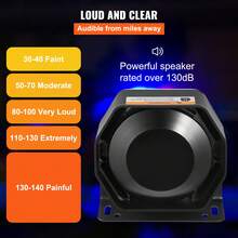 Sirena de policía, sistema PA de 400 W, 8 sonidos fuertes, advertencia para coche, policía, incendio, alarma de emergencia, sirena de incendio, 2 bocinas, altavoz PA, sistema de micrófono, sirena para vehículo - Negro - Ver 3