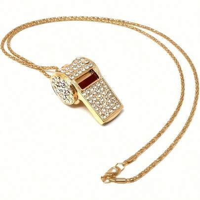 1pc Elegant Whistle Necklace/Keychain, Fashionable Whistle Pendant Necklace Tool, Ideal Gift Choice, Metal Referee Whistle, Luggage Tag, Outdoor Survival Emergency Whistle, As Well As Referee Whistle, Exquisite Necklace Suitable For Men And Women, Great For Thanksgiving, Valentine's Day, Easter, Parties, Birthdays, Anniversaries