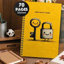 1本带锁密码本 - 螺旋装订密码管理手册，适用于家庭、办公室和旅行，可作为登录名/密码/电话/地址簿使用，带锁封面设计，个人笔记本 - A5 - 查看 3