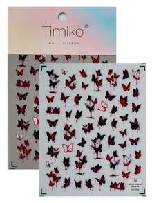 1pc Gothic Style Nail Art Sticker, Featuring Red-Black Gradient Butterflies With "Blood Stain" Effect And Hollow Blood Vein Butterflies, Creating A Broken And Mysterious Aesthetic, Suitable For Personalized And Niche Dark Style Manicure - Multicolor - View 10