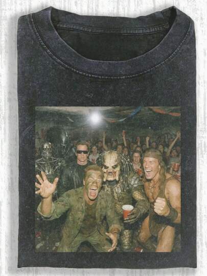 Revelry Party Drinking Photos, 230g Washed, Printed T-Shirts, High-Quality Batik Cotton, Heavy New Retro Fashion Brand T-Shirts For Men, Summer Round Neck Loose Plus Size Casual Tops For Men, The Same For Men And Women, Japanese Gifts, Perfect Gifts.