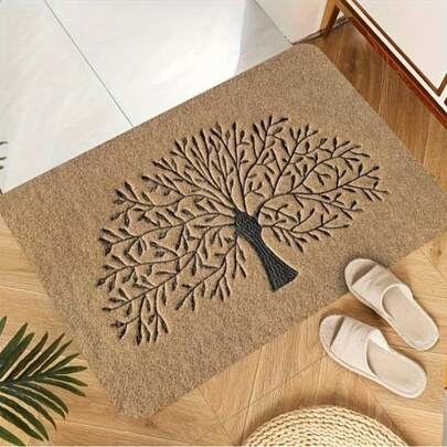1pc Life Tree Pattern Welcome Mat - Suitable For Hallway, Kitchen, Garden, Laundry Room - Home Decor