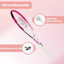 27 inch Tennis Racket Professional Tennis RacquetGood Control Grip Strung with Cover Tennis Overgrip Vibration Damper - blanco rosa - Ver 6
